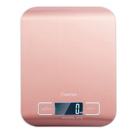 Insten Rose Gold Digital Kitchen Food Scale 1g - 5000g 5kg Multifunction Food Cooking Baking Jewelry Stainless Steel Scale